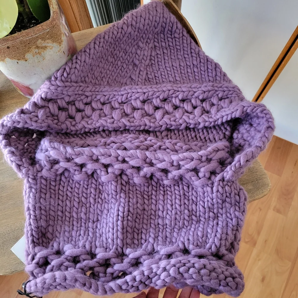 NWT The Third Piece Newbury Hand-Knit Hooded Cowl in Wisteria Purple